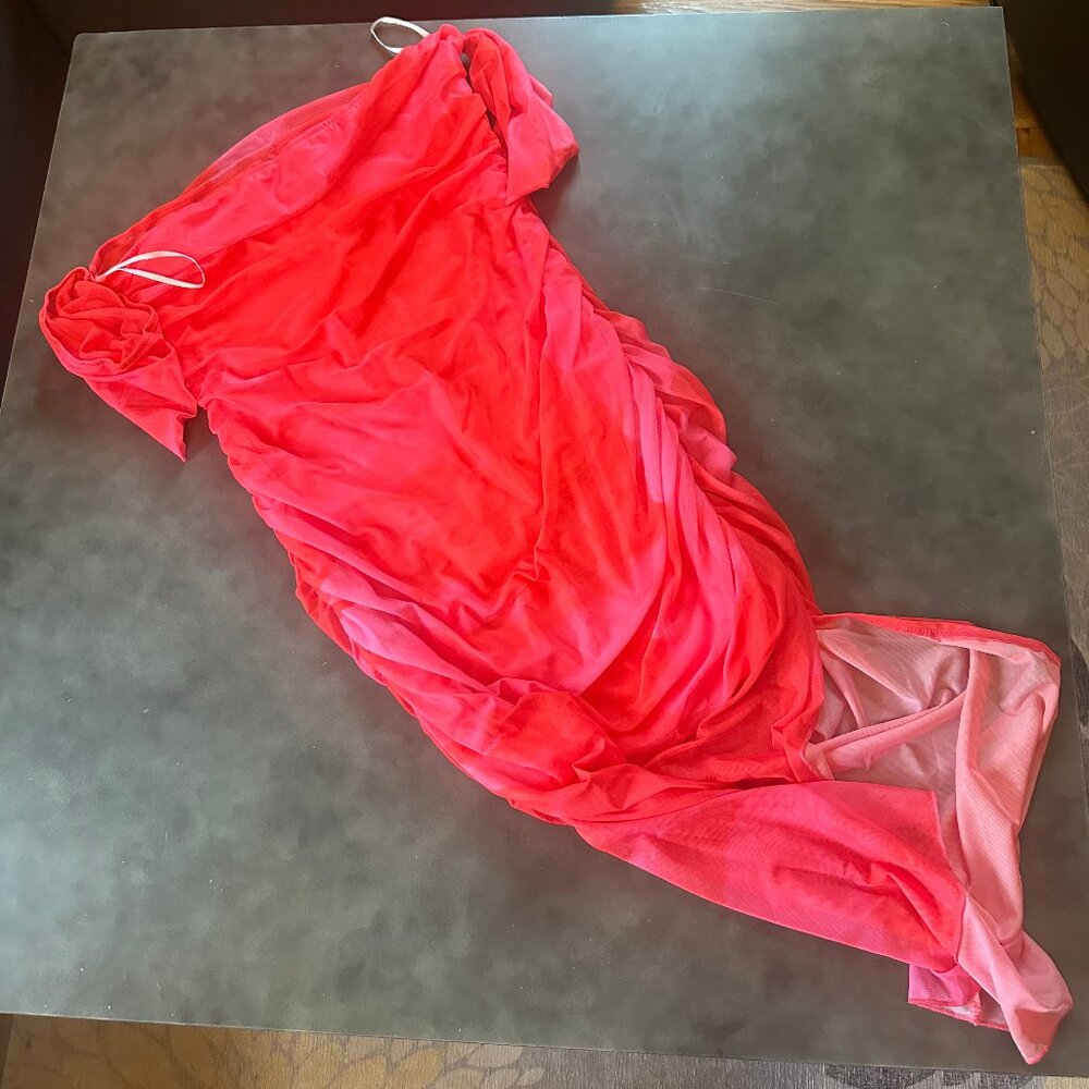 SHEIN Elenzga Pink Off The Shoulder Mindi Dress